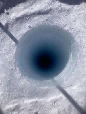 A look at the ice after the drilling tool is removed from the ground